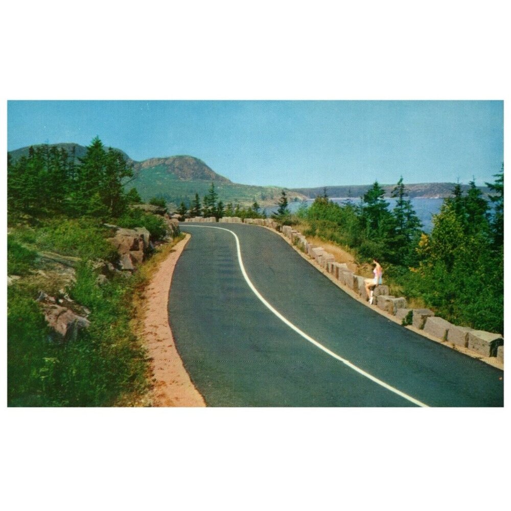 Postcard Ocean drive from Summit Cliff Bar Harbor Acadia National Park Maine